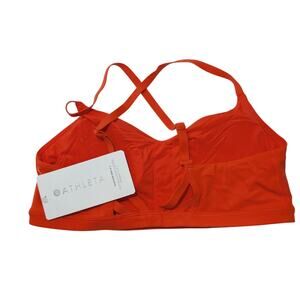 Athleta S ABC cup Elation bra flame orange sports work out exercise gym cycle